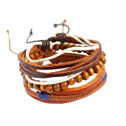 CALLARON Multi Layer Zen Style Armband Braunem mit Perlen Modisches Wickelarmband für Damen und Herren von CALLARON