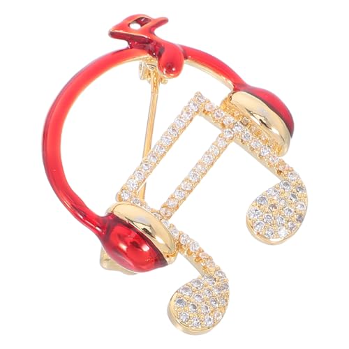 CALLARON Musiknoten Ohrhörer Brosche Goldfarbene Micro Zirkonia Anstecknadel für Anzüge Pullover Schals Musikalischer Schmuck Stilvolles Accessoire für Musikliebhaber von CALLARON