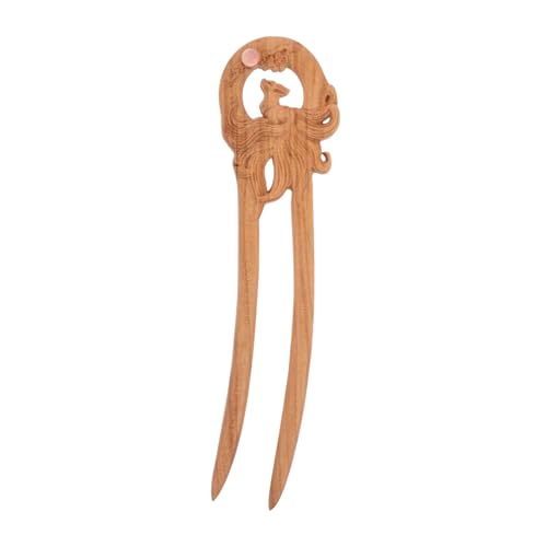 CALLARON Neunschwänziger Fuchs Doppel Haarnadel Haargabel Haarschmuck Haarstäbe Für Frauen Vintage Haarstäbe Haarnadelstab Chinesische Haarstäbe Haarstäbe Für Dutts Khaki Holz von CALLARON