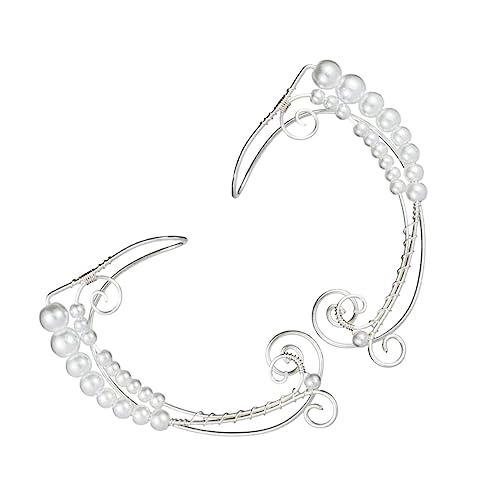 CALLARON Ohrmanschetten mit Perlen Ohrclips für Damen Modischer Schmuck Leicht Abzulegen für Besondere Anlässe und Cosplay von CALLARON