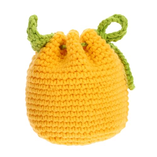 CALLARON Handgefertigte Garntasche Zum Häkeln Flauschige Geldbörse Kordelzug Kompakte Und Tragbare Geldbörse Für Damen Gelb Größe von CALLARON