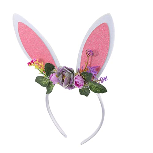 CALLARON Ostern Stirnband Frühlingsblumen-stirnband Haarband Mit Blumengirlande Frühlingshasen Haarband Hasenohren Stirnband Floraler Haarreif Plastik Kind Kleidung Krone von CALLARON