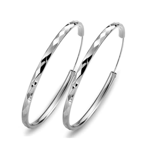 CALLARON S925 Sterling Silber Ohrringe Damen Rhombus Große Runde Ohringe Für Hochzeit Party Accessoire 50mm Elegantes Design von CALLARON