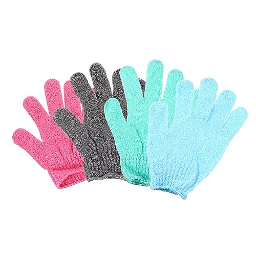 CALLARON Peelinghandschuhe 4 Paar Duschhandschuhe für Tiefen Nylon Badehandschuhe für Frauen und Männer Abgestorbene Haut Entfernung Multifunktionale Rückenmassagehandschuhe von CALLARON