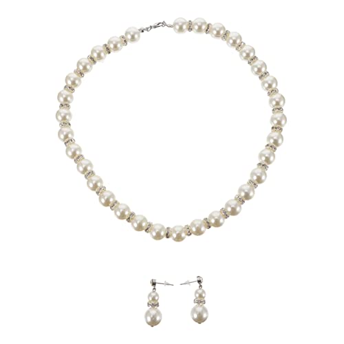 CALLARON Perlen Schmuckset Damen Imitation Perlen Halskette Ohrringe Elegant Hochzeit Braut Schmuck von CALLARON