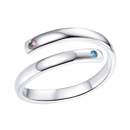 CALLARON Personalisierter Offener Ring Sterling Silber mit Zirkonia Verstellbarer Damen Schmuck für Geburtstage Valentinstag Jubiläen und von CALLARON