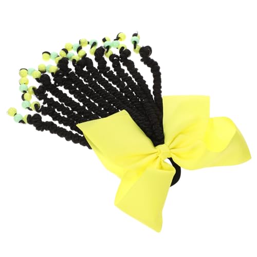 CALLARON Geflochtene Pferdeschwanzverlängerung Mädchen Haarteil Mit Perlen Schleife Für Party Schule Alltag von CALLARON