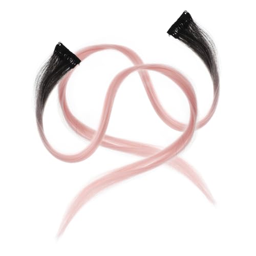 CALLARON 2stücke Glatte Rosa Party-highlights Zum Anklipsen Farbige Haarsträhnen Haarverlängerungen Aus Kunsthaar Für Junge Mädchen Mädchen Und Frauen Haar-accessoires Ohne Hitze Oder von CALLARON