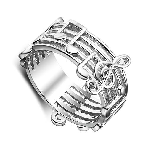 CALLARON Dekorativer Damenring in Notenform Beschichtet Mit Diamantenbesetzten Details Modernes Design Leicht Und Tragbar Als Ring Zum Verschenken Für Frauen Und Mädchen Innendurchmesser von CALLARON
