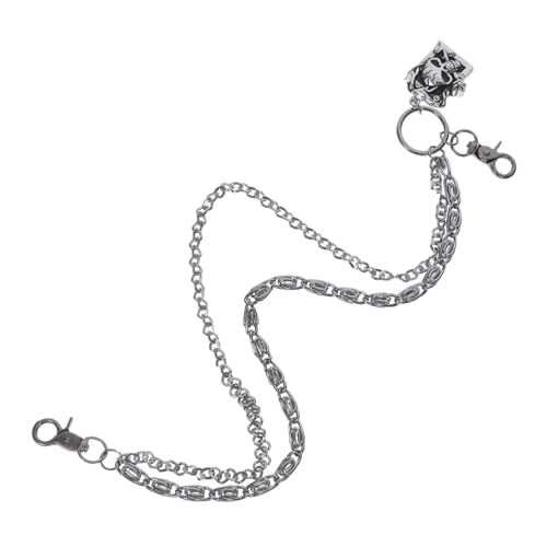 CALLARON Punk Hosenkette Metall Totenkopf Design Doppelreihig Robuste Jeanskette Chunky Waist Chain für Herren Punk Hip Hop Festival Party Zubehör von CALLARON