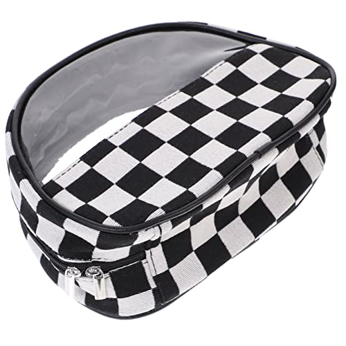 CALLARON Reise Kosmetiktasche Im Klassischen Schwarz-weiß-karo Große Und Praktische Kulturtasche Für Damen Für Toilettenartikel Und Make-up Reisen von CALLARON