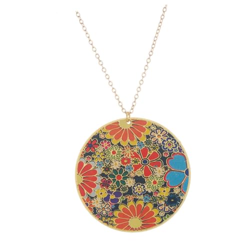 CALLARON Retro Bohemian Halskette mit Buntem Blumenmuster Stilvolle Runde Kette für Damen Alltagsdekoration und Geschenkidee von CALLARON