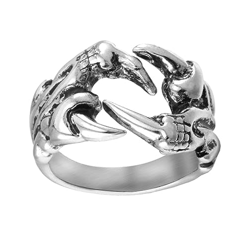 CALLARON Retro Punk Herren Ring Offener Dragon Claw Design Fingerschmuck Einstellbarer Vintage Stil Modisches Accessoire für Geburtstag Hochzeit von CALLARON