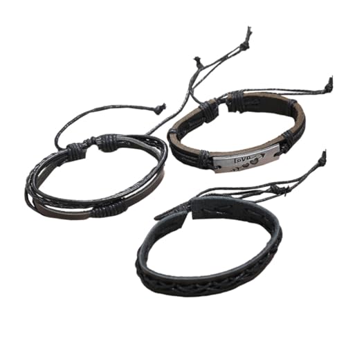 CALLARON Retro Woven Cowhide Armband Set Teiliges Diy Hip Hop Armband für Herren und Damen Einzigartiges Design für Festivals und Besondere Anlässe von CALLARON