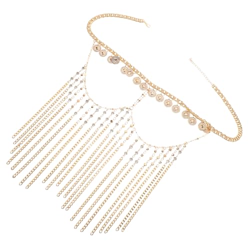 CALLARON Rhinestone Gesichtskette mit Quasten Goldfarbene Stirnkette für Frauen Brautschmuck für Hochzeit Festival Party Leichtes Komfortables Accessoire für Besondere Anlässe von CALLARON