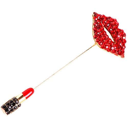 CALLARON Rhinestone Lippenbroche für Frauen Eleganter Anstecker mit Hochwertigem Metall für Kleidung Hüte und Anzüge Ästhetische Brosche Rot mit Langlebiger Verarbeitung von CALLARON