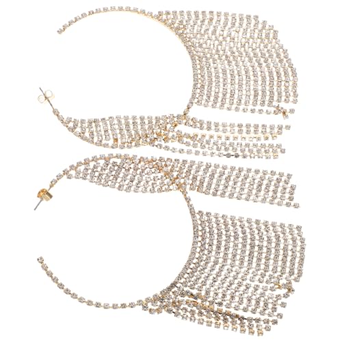 CALLARON Rhinestone Quasten Ohrringe Funkelnde Rundhänger Damen Hochzeit Braut Schmuck Glamouröse Statement Ohrschmuck für Party Abendkleider von CALLARON