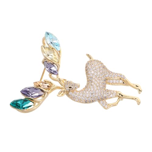 CALLARON Rhinestone Reh Brosche Damen Anstecknadel Weihnachtsbrosche Elegant Tiermotiv Schmuck Accessoire für Festliche Outfits Hochzeit Party von CALLARON
