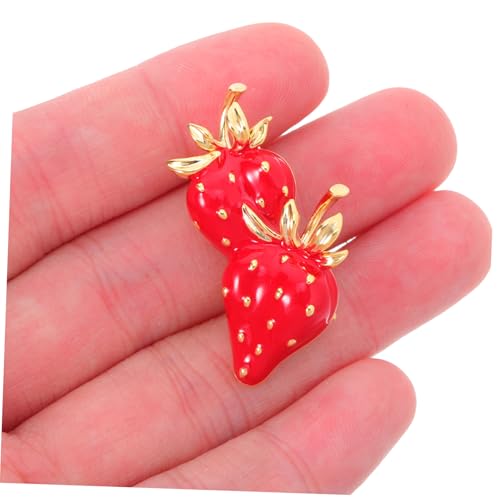 CALLARON Rote Erdbeer Brosche Modischer Anstecker für Damen Eleganter Frucht Sweater Pin Vielseitiges Schmuck Accessoire für Rucksack Hut Kleidung zu Hochzeit und Geburtstag von CALLARON