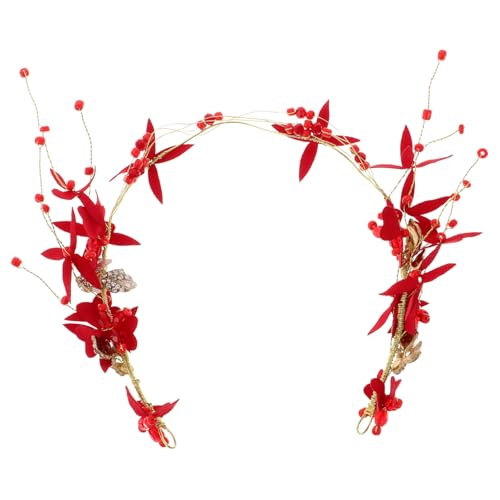 CALLARON Blumenkranz Für Mädchen Rote Stoffblumen Haarband Für Fotografie Festivals Aufführungen Und Alltag Haaraccessoire Für Besondere Anlässe von CALLARON