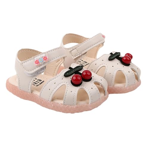 CALLARON Sandalen Sommer Beige Atmungsaktive Weiche Sohle Cherry Muster Mädchen Schuhe von CALLARON