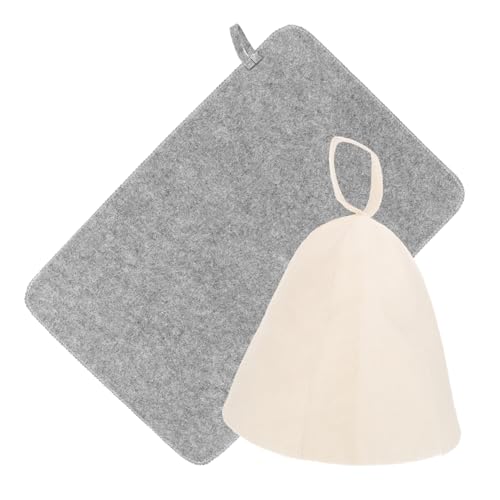 CALLARON Saunahut Und Pad-set Aus Filz Tragbare Sauna-kappe Für Damen Und Herren Wasserabsorbierende Sauna-untersetzung Für Kopf Und Augenschutz von CALLARON