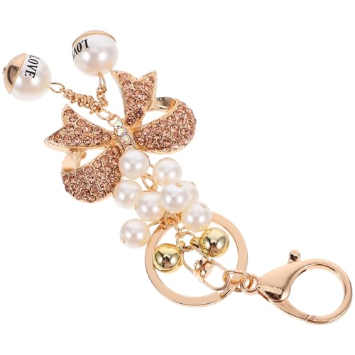 CALLARON Schimmernder Schleifen-schlüsselanhänger Mit Strass Dekorativer Taschenanhänger Für Schlüsselbund Und Handtasche Eleganter Für Geldbörse Champagnerfarbe Einzigartiges Design von CALLARON