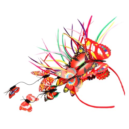 CALLARON Schmetterlings Fascinator Haarreif Für Damen Eleganter Kopfschmuck Für Teepartys Und Festliche Anlässe Leicht Und Zu Tragen Bunte Federdekoration Für Besonderen Auftritt von CALLARON