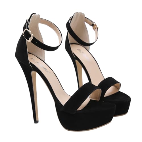 CALLARON Schwarze Damen Sandalen mit Absatz Rutschfeste Sohle Zartes Banddesign Komfortabel und Strapazierfähig für Arbeit und Freizeit Modische Einfache Schuhe von CALLARON