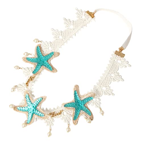 CALLARON Seestern Stirnband mit Perlen Verstellbares Haaraccessoire für Mädchen Meerjungfrau Kopfschmuck für Strandpartys Dekoratives Stirnband für Hochzeiten und Feiern von CALLARON