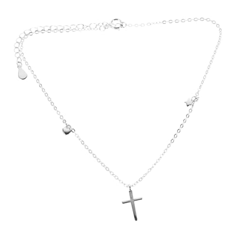 CALLARON Kreuz Fußkettchen Für Damen Zierliches Fußkettchen Mit Kreuzanhänger Fußschmuck Aus Silber Mit Strasssteinen Verstellbare Fußkette Mit Elegantem Kreuzdesign von CALLARON