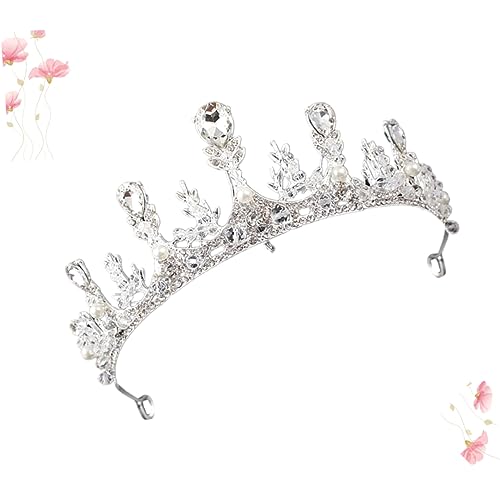CALLARON Silber Strass Brautkrone Kopfschmuck Hochzeit Dekoration Perlen Tiara Kopfbedeckung Party Requisiten Fotoaccessoires von CALLARON