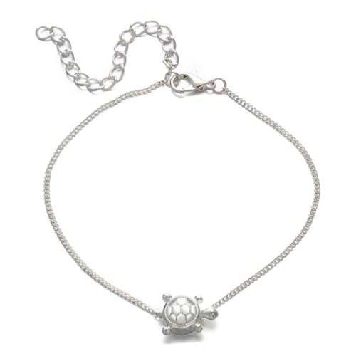 CALLARON Silberfarbene Alloy Fußkette mit Schildkröten Anhänger Antike Strand Langlebige Knöchel und Handgelenk Kette Kreatives Vintage Schmuckstück für Damen von CALLARON