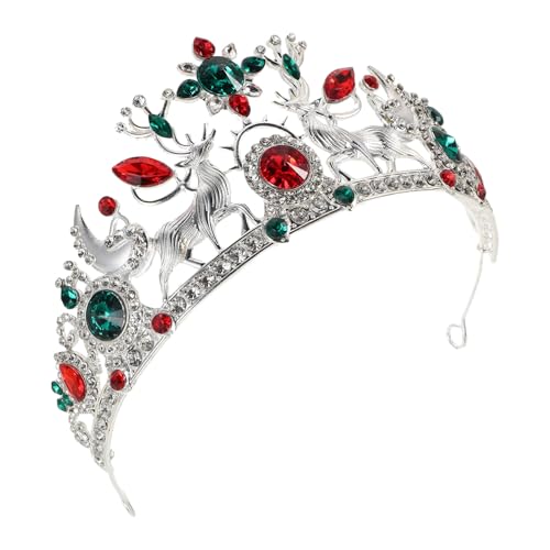 CALLARON Silberfarbene Weihnachts-reh-krone aus Langlebiger Legierung mit Funkelnden Strasssteinen Festliches Haarschmuck-accessoire für Frauen für Hochzeit Party Halloween und Geburtstag von CALLARON