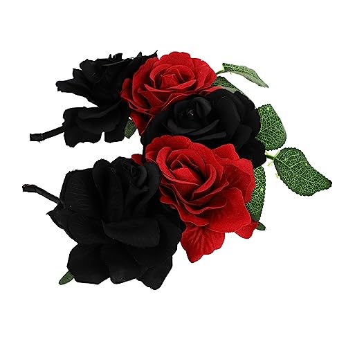 CALLARON Simulation Rosen Haarreif Haarschmuck mit Halloween Rosenblüten Stilvolles Haarband für Damen Bequemes Kopfschmuck Accessoire für Party Cosplay und Festlichkeiten von CALLARON