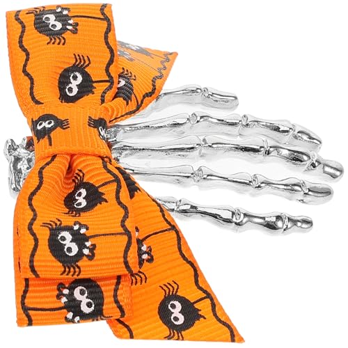 CALLARON Skelett Ghost Claw Haarnadel Bogen Haarklammer Haarspangen Frauen Für Gothic Clip Zubehör Knochen Styling Körperpflege Halloween-haare Lang Party Erwachsene Klein Orange Stoff von CALLARON