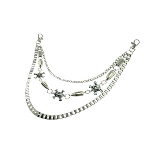 CALLARON Skull Chain Metal Waist Chain für Jeans Hip Hop Punk Style Verstellbare Taillenkette für Damen und Herren Langlebige Kleidung Accessoires zur Dekoration von Jeans und Taschen von CALLARON