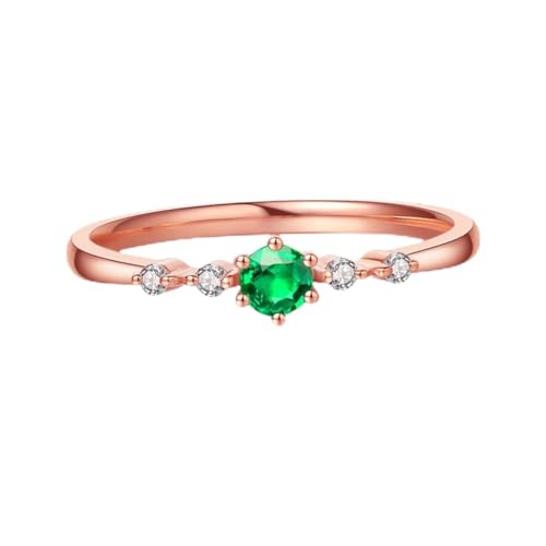 CALLARON Smaragdring Bunter Ring Bunte Ringe Mutter Geburtstagsring Hochzeitsschmuck Sterling-ring Geschenkring Aquamarin-ringe Damenringe Mutter Klingelt Eheringe Frau Schwanzring Roségold von CALLARON