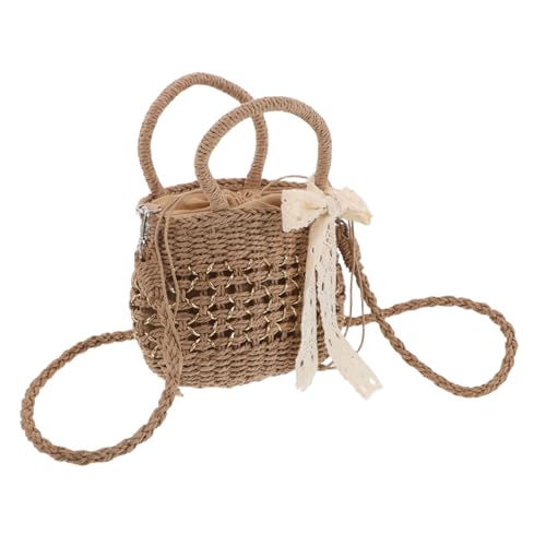 CALLARON Sommer Strohtasche Damen Leicht Boho Handgewebte Crossbody Tasche Vielseitig Verwendbar Strand Urlaub Freizeit Karree Tasche von CALLARON