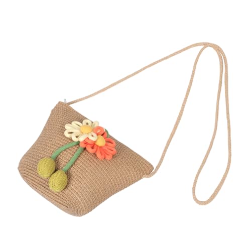 CALLARON Sommerliche Umhängetasche für Mädchen Bunte Princess Geldbörse mit Verstellbarem Schultergurt Robuste Leicht zu Reinigende Kindertasche für Alltag und Partys Beige von CALLARON