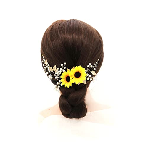 CALLARON Sonnenblumen-Stirnband Hochzeit Zubehör haarschmuck Party Haarband Performance Haarband Party-Kopfbedeckung Party-Kopfschmuck Kopfschmuck für die Party Golden von CALLARON