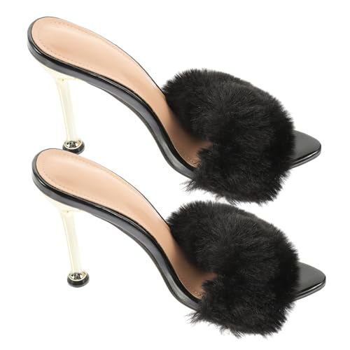 CALLARON Spitze High Heels Damen Sandalen aus PU mit Rutschfester Gummisohle Sommer Schuhe für Vielseitige Outfits Verarbeitung Langlebig und Stylisch Schwarz von CALLARON