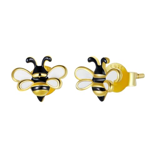 CALLARON Sterling Silber Bienen Ohrstecker Damen Mädchen Schmuck Modisch Langlebig Vielseitig für Alltag Party Hochzeit Geschenk Hypoallergen Handgefertigt von CALLARON