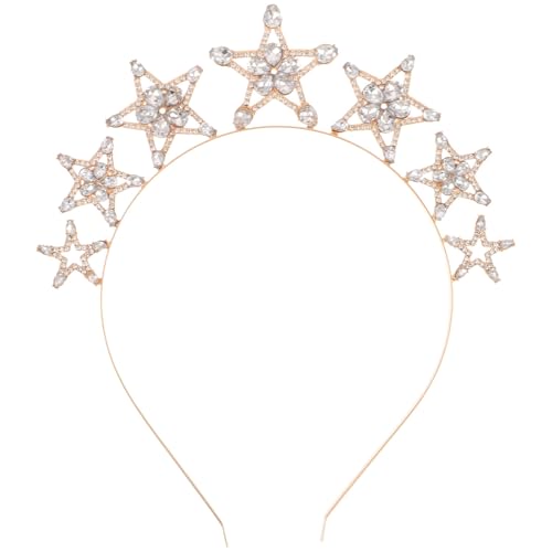 CALLARON Sternkronen-Tiara Halo-Kopfbedeckung deko hair accessories for Haarband mit Strasssteinen tragegurt stutzenhalter Stirnband für Mädchen dünne Stirnbänder Metall Haarschmuck von CALLARON