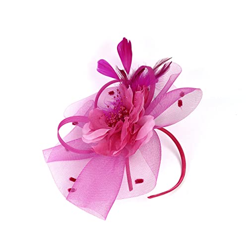 CALLARON Stirnband Fascinator Hoop Floral Hoop Brautstirnband Mesh Haarschmuck Haarspange Rosy Dance Hat Stirnband Für Frauen von CALLARON