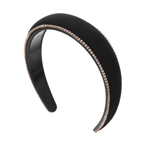 CALLARON Strass-stirnband Breites Gepolstertes Stirnband Mit Kristallen Stirnband Für Hochzeit Und Tägliche Nutzung Tiara-kopfbedeckung Aus Samt Mit Strass-haarreif von CALLARON