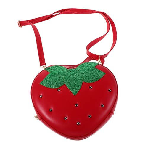 CALLARON Strawberry Crossbody Bag Mädchen PU Material Verstellbarer Schultergurt Trendige Fruchtform Handtasche Vielseitig Als Umhängetasche Schultertasche Und Handbag Für Alltag Schule Und von CALLARON