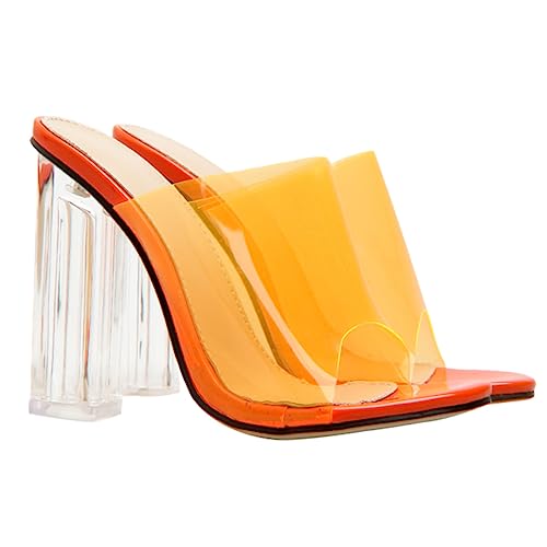CALLARON Stylische Damen Sandalen mit Transparentem Design High Heels mit Rutschfester Sohle Komfortabel und Elegant für Party Arbeit und Festliche Anlässe Orange von CALLARON