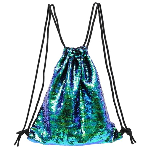 CALLARON Pailletten-Tasche Grün Mit Kordelzug Innentasche Für Kleinigkeiten Geflochtener Tragezug Für Spaziergänge Oder von CALLARON