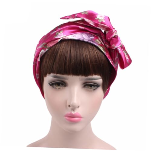 CALLARON Stylischer Turban Mit Blumenmuster Elegante Damen-kopfbedeckung Für Schlaf Partys Und Fotografie Bequem Und Atmungsaktiv Bei Haarausfall Dehnbar von CALLARON